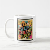 Baseball Eat Sleep Repeat Pop Art Personalized Kaffeetasse (Links)
