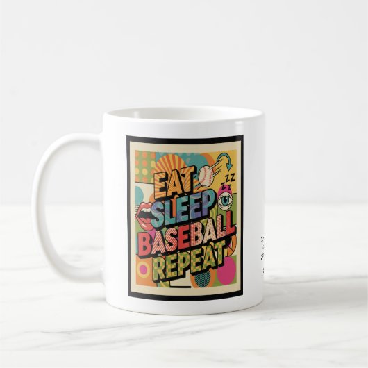 Baseball Eat Sleep Repeat Pop Art Personalized Kaffeetasse (Links)