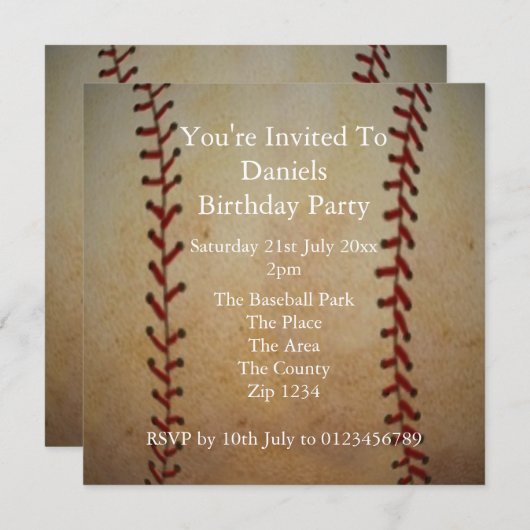 Baseball Einladung (Vorne/Hinten)