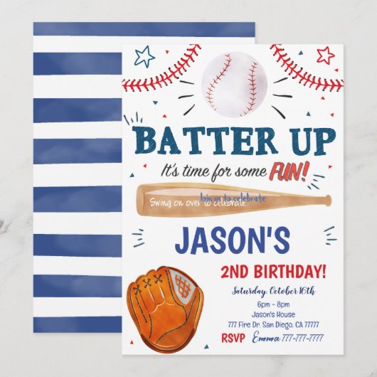 Baseball-Einladung Einladung (Vorne/Hinten)