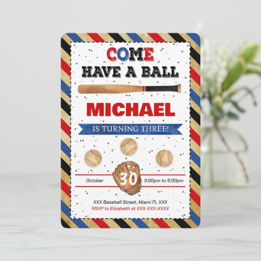 Baseball-Einladung Einladung (Stehend Vorderseite)