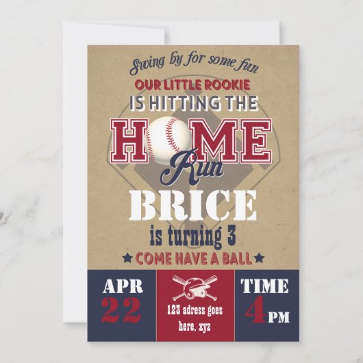 Baseball-Einladung Einladung (Vorderseite)