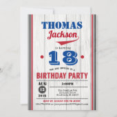 Baseball Einladung zum 18. Geburtstag. Rustikales  (Vorderseite)