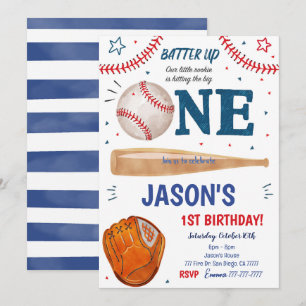 Baseball-Einladung zum 1. Geburtstag  Einladung