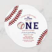 Baseball Einladung zum ersten Geburtstag (Vorne/Hinten)