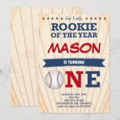 Baseball Einladung zum ersten Geburtstag (Vorne/Hinten)