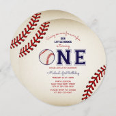Baseball Einladung zum ersten Geburtstag (Vorne/Hinten)