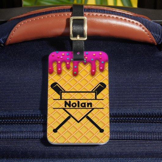 Baseball Eis Tropfen personalisierter Taschentag Gepäckanhänger (Vorderseite Insitu 2)