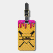 Baseball Eis Tropfen personalisierter Taschentag Gepäckanhänger (Vorderseite vertikal)