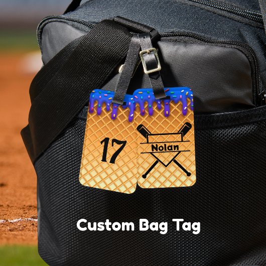 Baseball Eis Tropfen personalisierter Taschentag Gepäckanhänger