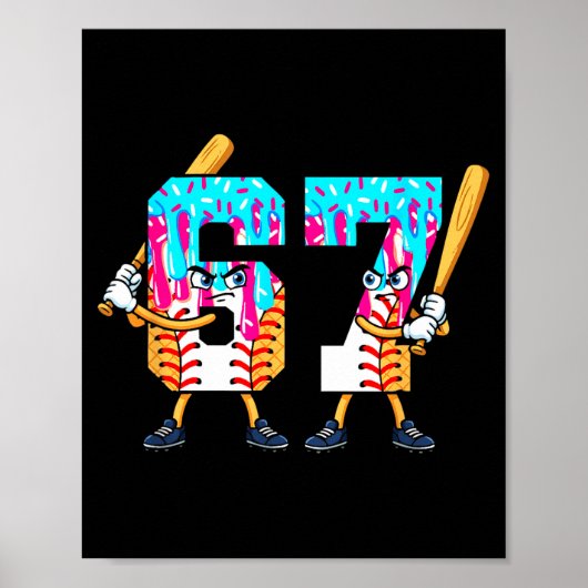 Baseball-Eiscreme 67 Six Seven Cooler Spieler 6 7 Poster (Vorne)