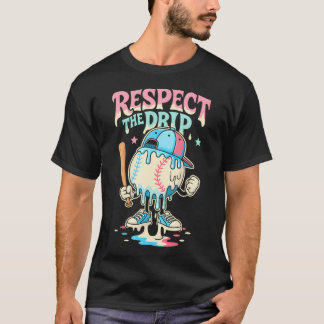 Baseball-Eiscreme-Drip für Jungen Mädchen Respekt T-Shirt