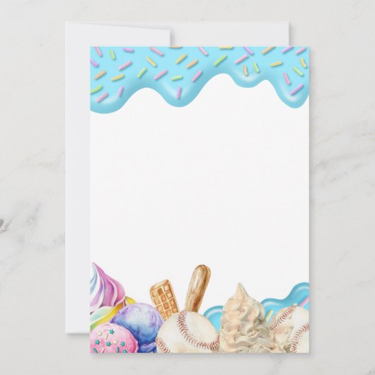 Baseball-Eiscreme-Driving Birthday Party Einladung (Rückseite)