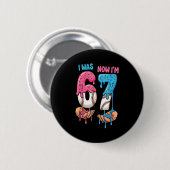 Baseball Eiscreme Ich war 6 Jetzt bin ich 7 Lustig Button (Vorne & Hinten)