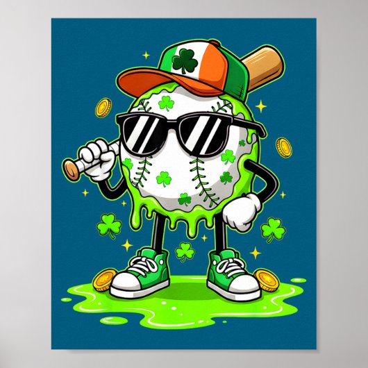 Baseball-Eiscreme-St.-Patricks-Tag für Jugendliche Poster (Vorne)