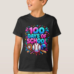 Baseball-Eiscreme-Tropf 100 Tage Schülerschule T-Shirt