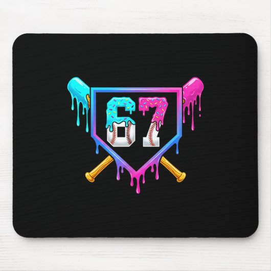 Baseball-Eiscreme-Tropf 67 Sechs Sieben Meme Numme Mousepad (Vorne)