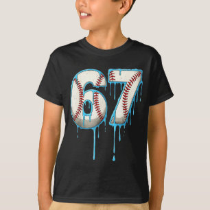 Baseball-Eiscreme-Tropf 67 Sechs Sieben Meme Numme T-Shirt