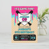 Baseball-Eiscreme-Tropf-Geburtstagseinladung Karte (Stehend Vorderseite)