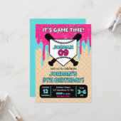 Baseball-Eiscreme-Tropf-Geburtstagseinladung Karte (Vorderseite/Rückseite Beispiel)