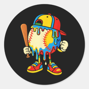 Baseball-Eiscreme-Tropf-Jugend-Rückkehr-zur-Schule Runder Aufkleber
