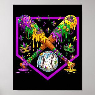 Baseball-Eiscreme-Tropf-Jungen Mardi Gras Karneval Poster