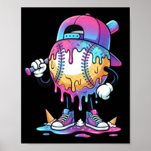 Baseball-Eiscreme-Tropf-Meme-Schläger-Jungs-Sport- Poster