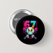 Baseball-Eiscreme-Tropf Nummer 67 Sechs Sieben Mem Button (Vorne & Hinten)