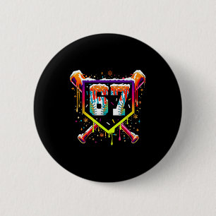 Baseball-Eiscreme-Tropf Nummer 67 Sechs Sieben Mem Button