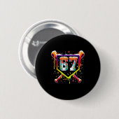 Baseball-Eiscreme-Tropf Nummer 67 Sechs Sieben Mem Button (Vorne & Hinten)