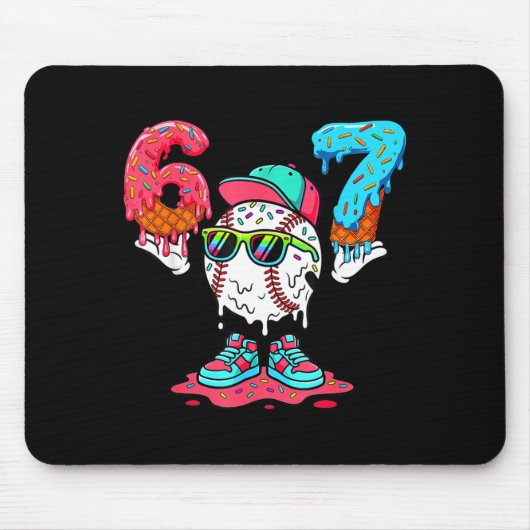Baseball-Eiscreme-Tropf Nummer 67 Spieler 67. Gebu Mousepad (Vorne)