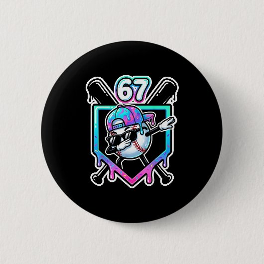 Baseball-Eiscreme-Tropfen 67 Spieler Dabbing Sechs Button (Vorderseite)