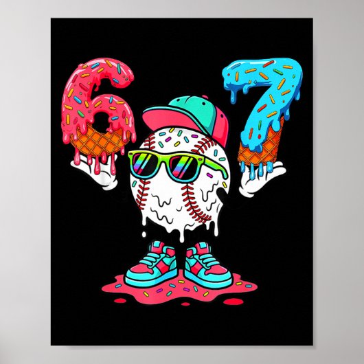 Baseball-Eiscreme-Tropfen Nummer 67 Spieler 67. Ge Poster (Vorne)