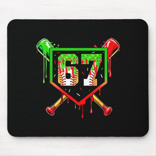Baseball-Eiscreme-Tropfen Nummer 67 Spieler 6 7 Ch Mousepad (Vorne)