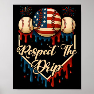 Baseball-Eiscreme tropft 4. Juli Respekt Th Poster