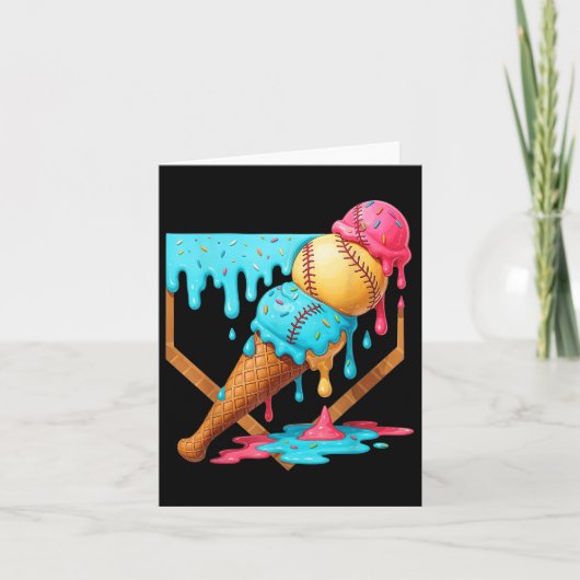 Baseball-Eiscreme tropft Funny Baseball Männer ste Karte (Vorderseite)
