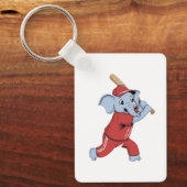 Baseball Elephant Cartoon Schlüsselanhänger (Vorderseite)