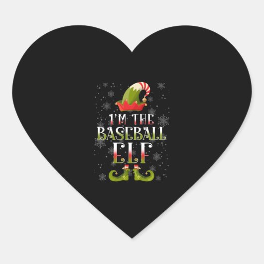 Baseball Elf Christmas Herz-Aufkleber (Vorderseite)