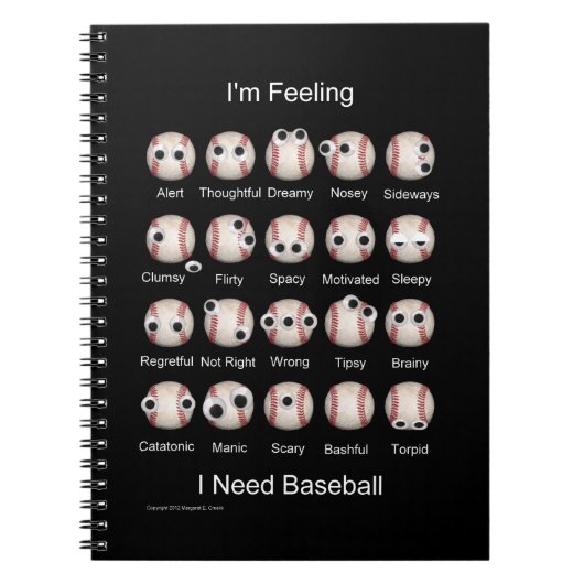Baseball-Emotionen-Notebook Notizblock (Vorderseite)