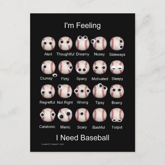 Baseball Emotionen Postkarte (Vorderseite)