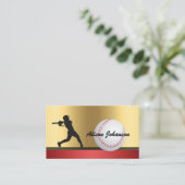 Baseball emphasis with female silhouette Baseball  Visitenkarte (Stehend Vorderseite)