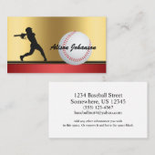 Baseball emphasis with female silhouette Baseball  Visitenkarte (Vorne/Hinten)