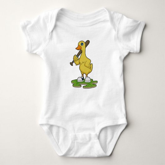 Baseball-Ente mit Baseballschläger Baby Strampler (Vorderseite)