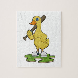 Baseball-Ente mit Baseballschläger Puzzle
