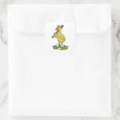 Baseball-Ente mit Baseballschläger Quadratischer Aufkleber (Tasche)