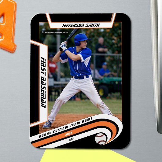 Baseball-Erinnerungsstücke Lebendiges Orange Schwa Magnet