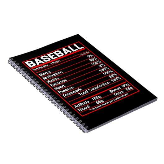 Baseball Ernährung Coach oder Spieler Notizblock (Rechte Seite)