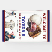 Baseball Erstes Jahr Down 1. Geburtstag Banner (Horizontal)