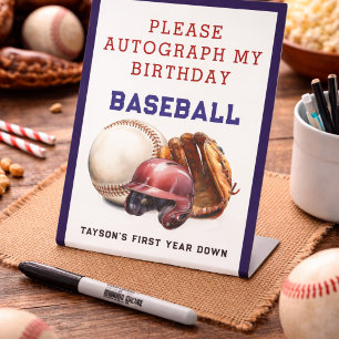 Baseball Erstes Jahr Down 1. Geburtstag Sockelschild