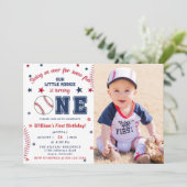 Baseball Erstes Party 1. Geburtstag Einladung (Stehend Vorderseite)